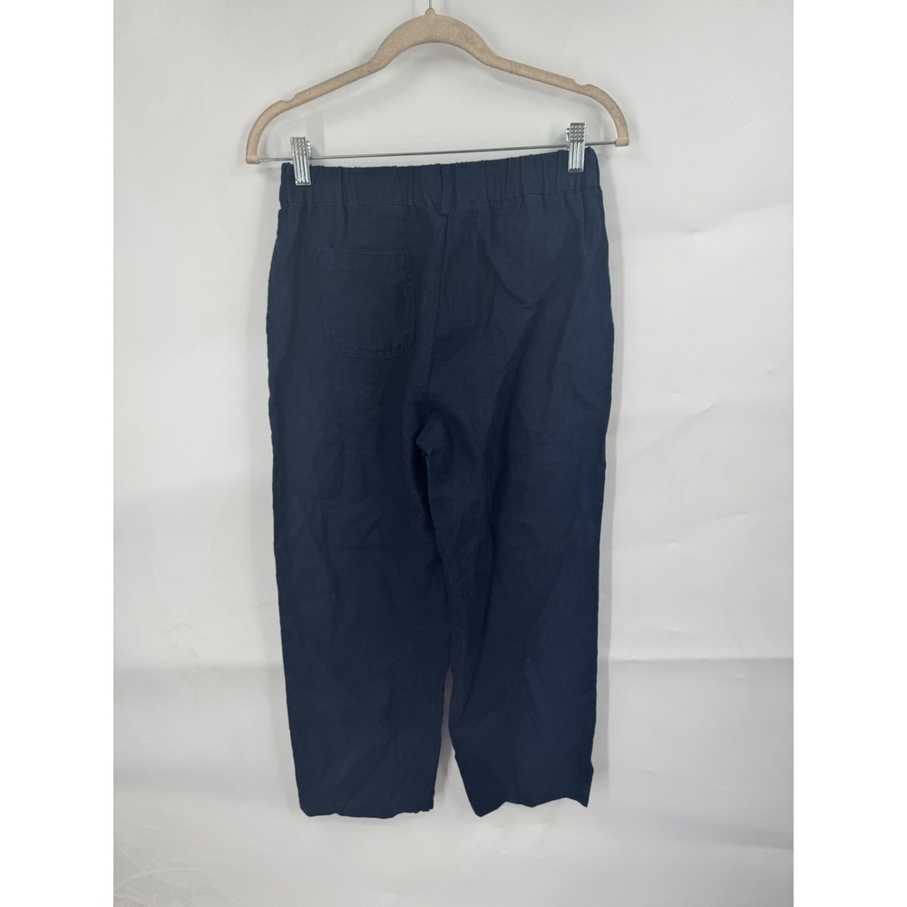Quince Linen Casual Pant Women XS Navy Blue Minimalist Beach Coastal Pull On - Picture 2 of 8